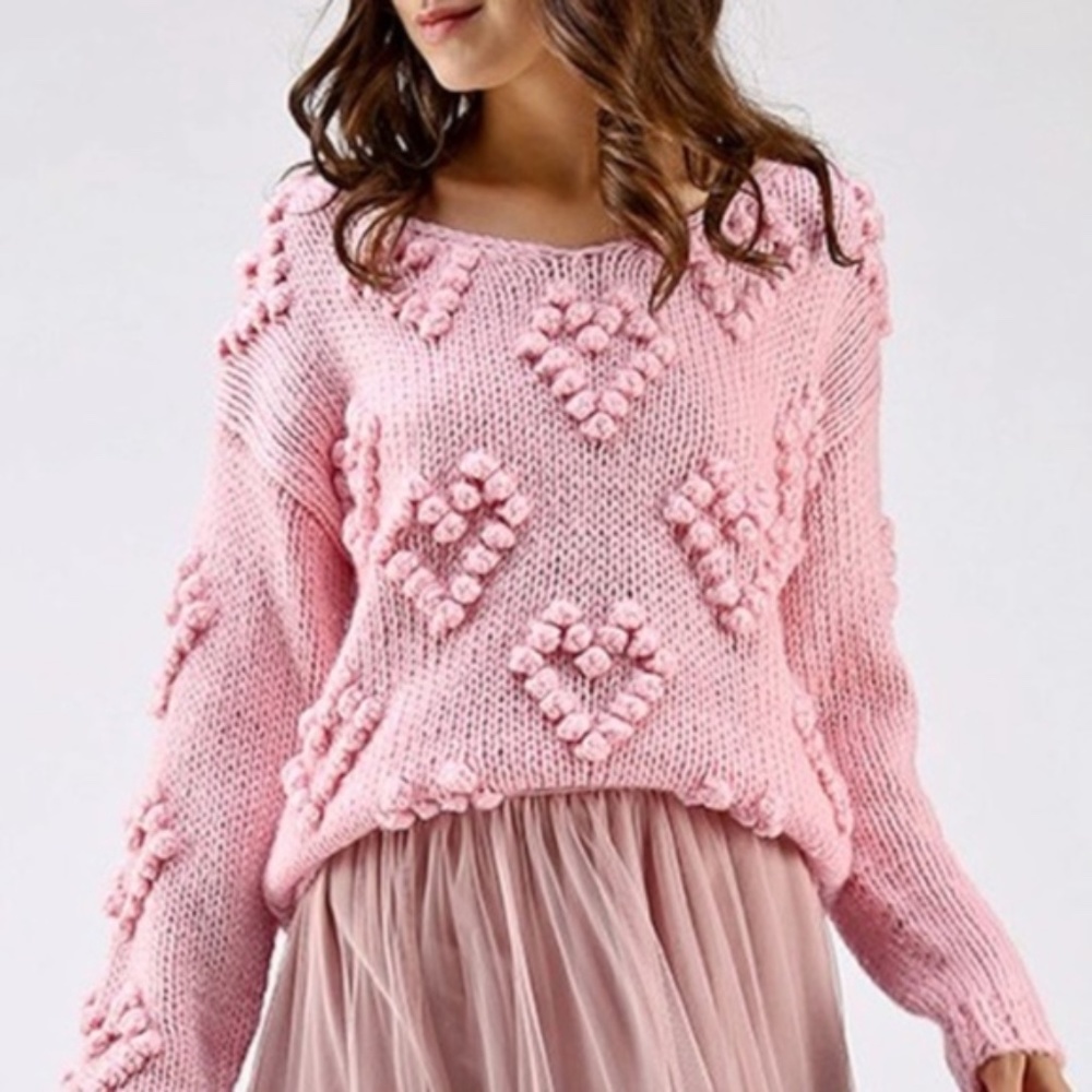 HEARTS Knit Dusty Pink Sweater - Picture 2 of 5
